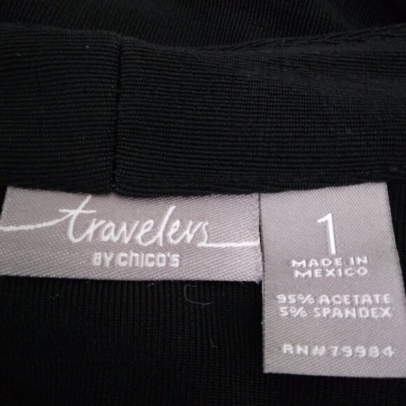 Chicos | Travelers Black Open Front Cardigan Slinky Knit | Size M - Picture 7 of 8